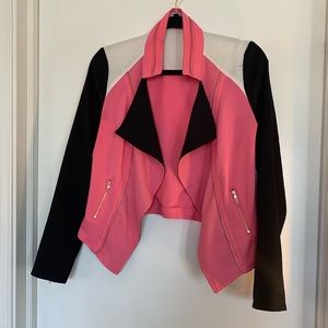 Pink Colorblock Draped Women's Jacket